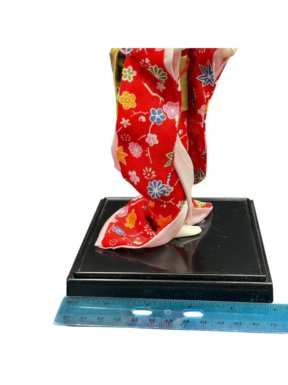 Vintage Japanese Geisha Doll Red Floral Kimono Figurine Japan - Picture 9 of 10